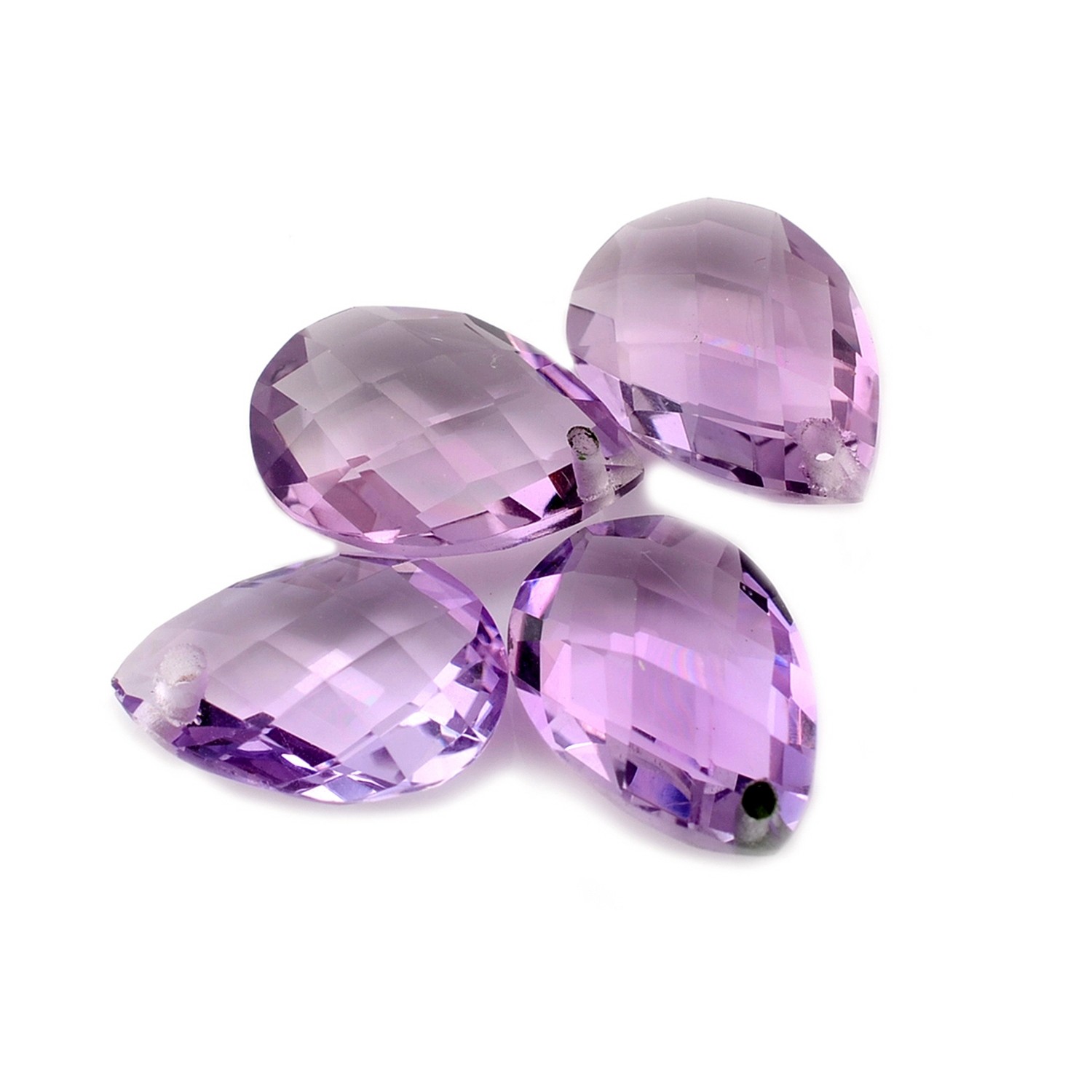Faceted Set of 12 Amethyst Pear Briolettes 11-12 mm