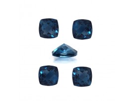 London Blue Topaz Cushion Faceted Checker Cut 7x7mm
